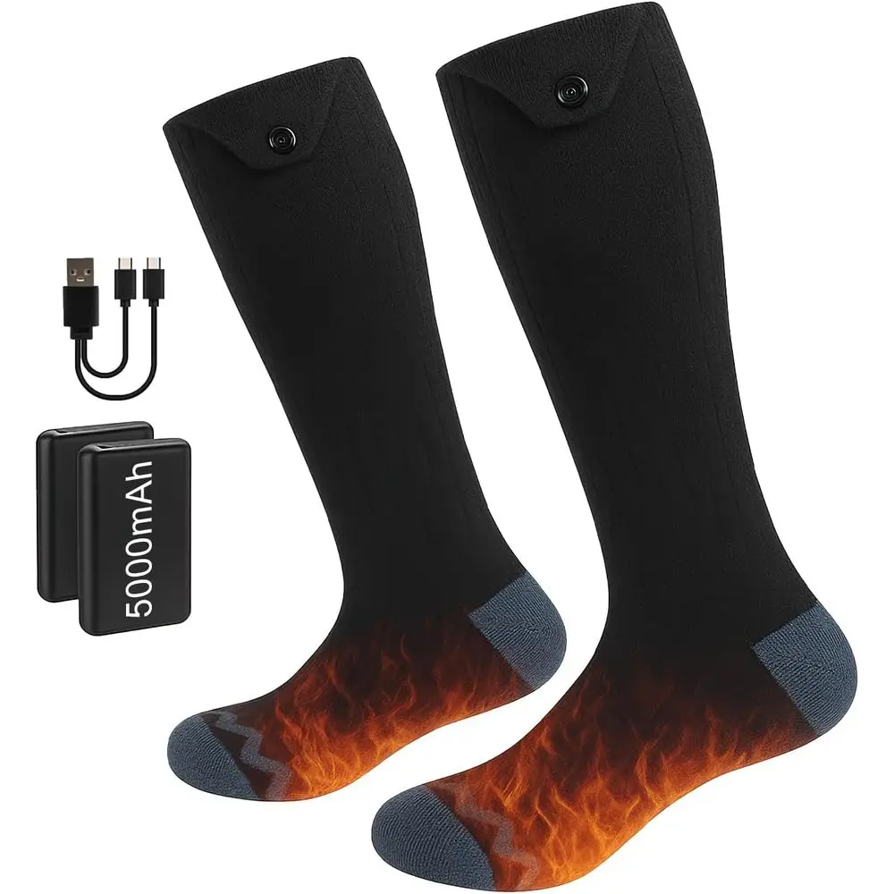 

Rechargeable 5000mAh Heated Socks with 4 Temperature Settings for Men and Women, Washable & Warm