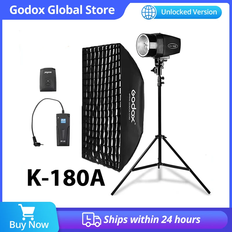 

Godox K-180A 180Ws Photography Studio Flash Strobe Light + 50 x 70cm Gird Softbox + 180cm Light Stand + RT-16 Trigger Flash Kit
