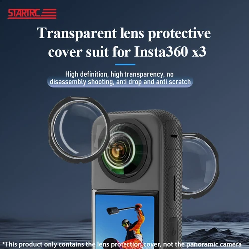 Imagen 2 del producto STARTRC es adecuado para lente protectora Insta360 X3, lente de cámara panorámica, accesorios de carcasa antiarañazos y anticaídas