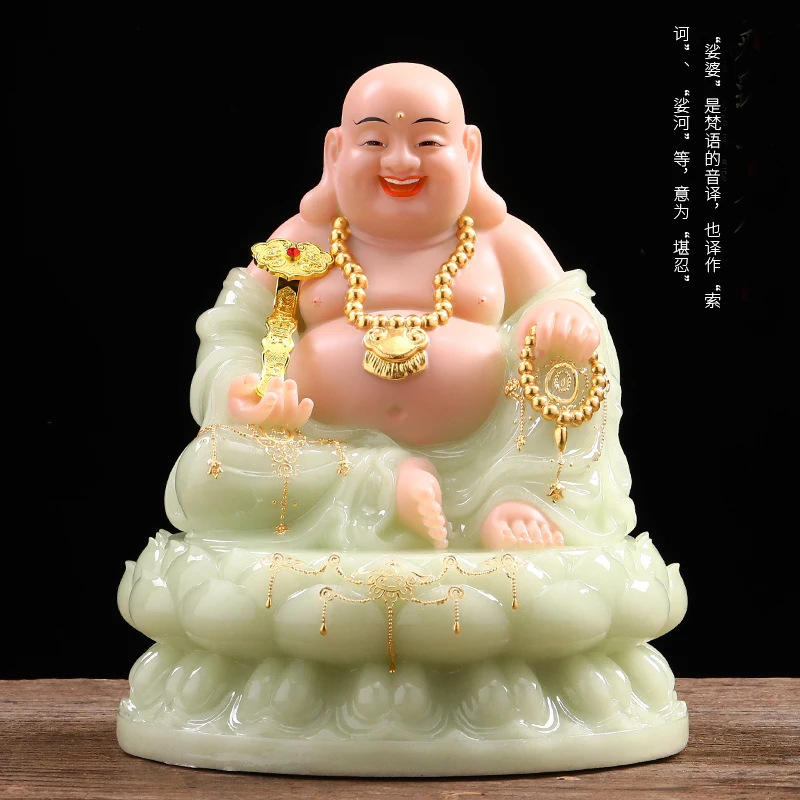 2023 Asia HOME SHOP 5A jade grade Buddha statue Bring good luck money God of wealth Recruit Maitreya Mammon