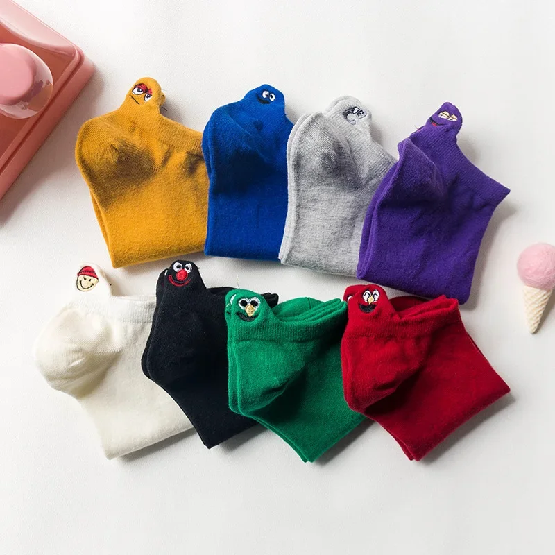Calcetines tobilleros de algodón para mujer, medias divertidas informales con corazones, novedad de primavera, 4 pares, 2024