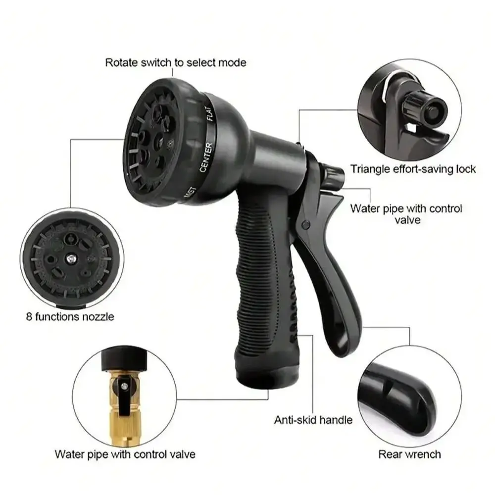مسدس مياه عالي الضغط للحديقة، فوهة غسيل السيارات 8 وظائف، أداة سقي الحديقة، لوازم مسدس مياه لغسيل السيارات #3