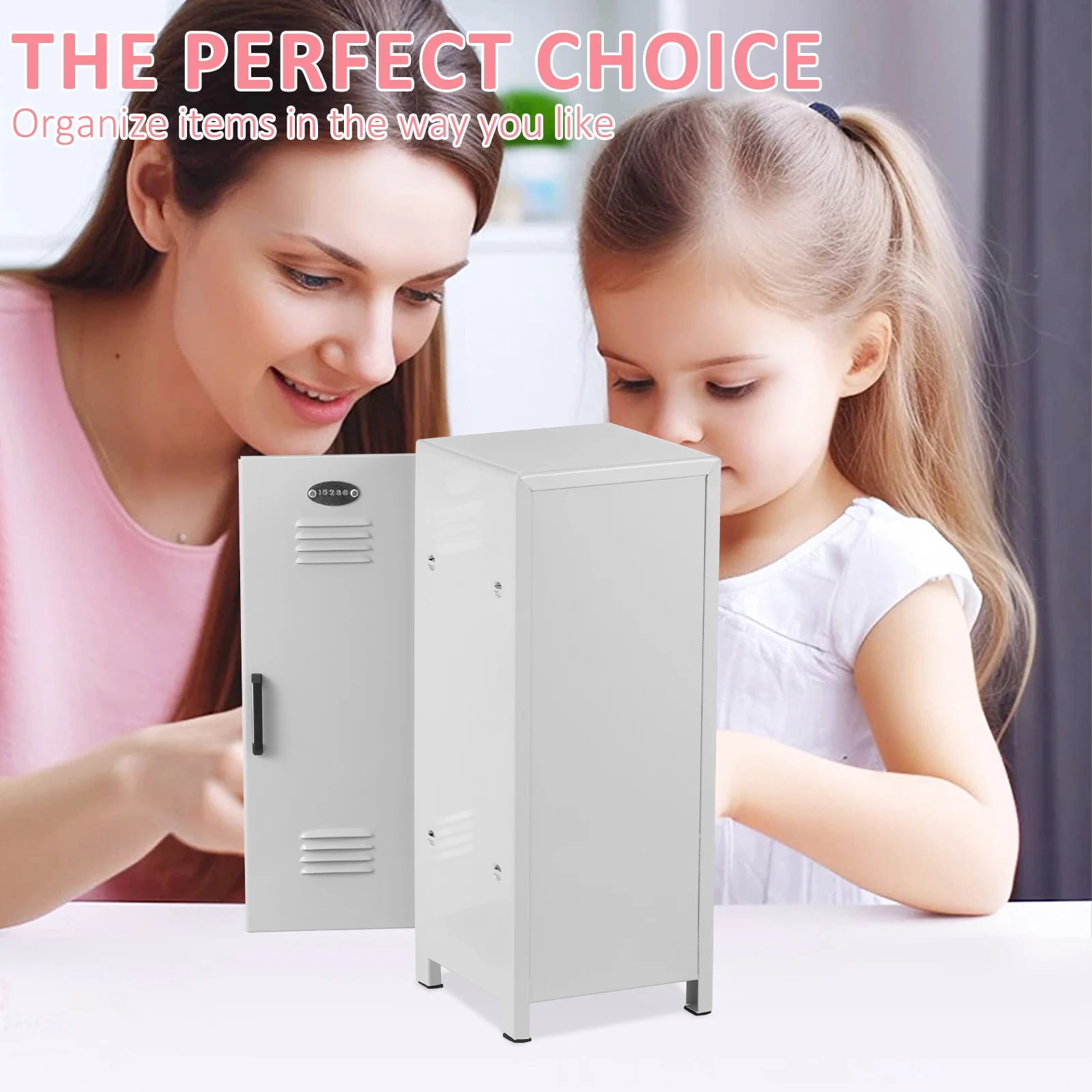 Mini Locker with Lock and Key Rustproof Metal Small Locker Practical Storage Locker for Home Desktop Organizer