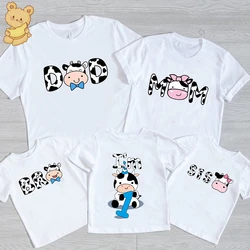 Baby Cow Birthday Party T Shirt Family Outfit Matching Clothes Holiday Look Father Mother Kids Shits 1 Year First Birthday Shirt