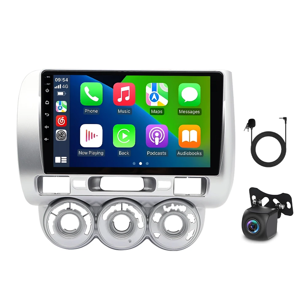 9 بوصة مع وظيفة CarPlay وAndroid Auto 2+64G لـ 2002-2008 Honda Jazz GD (محرك اليد اليسرى - يدوي) ملاحة السيارة Android 15