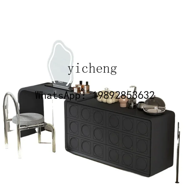 all solid wood medieval wabi-sabi wind black paint dresser chest cabinet integrated makeup table
