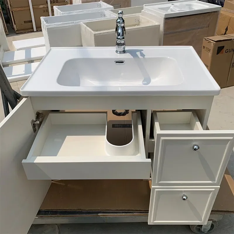 TAO French cream bathroom cabinet combination can be customized ceramic integrated basin