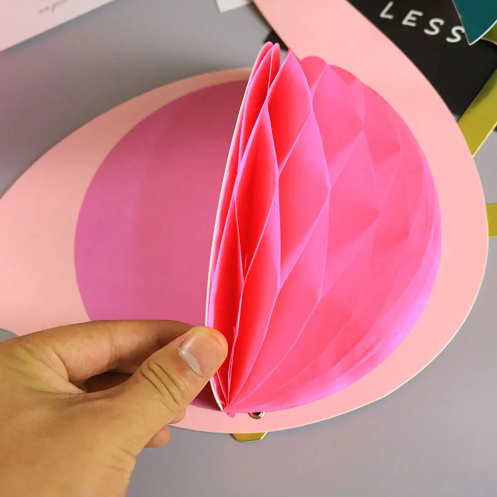 

2pcs Flamingo Honeycomb Ball Ornament 3D Paper Craft Decor For Party Bedroom Room Hanging Adornment Pink Flower Design