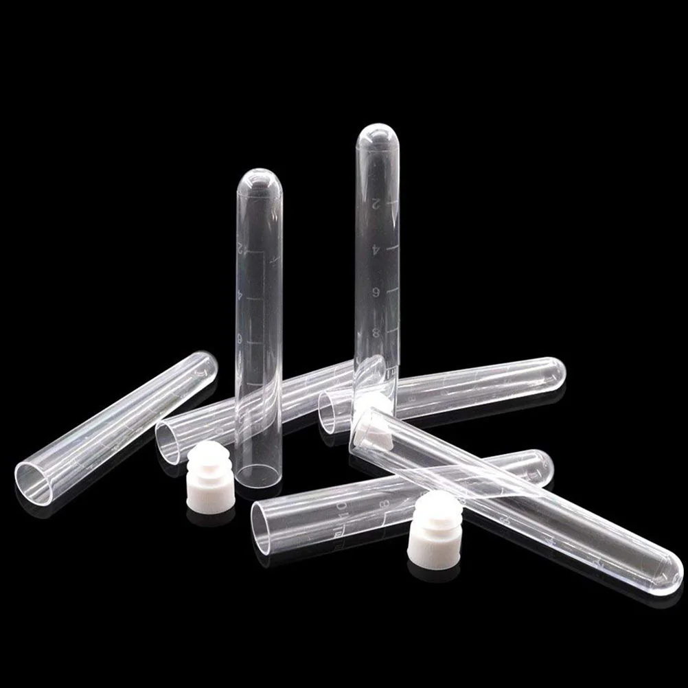 

20 Pcs Test Tubes Plastic Small Bottles Clear with Caps 1050X160X160CM Lids Transparent