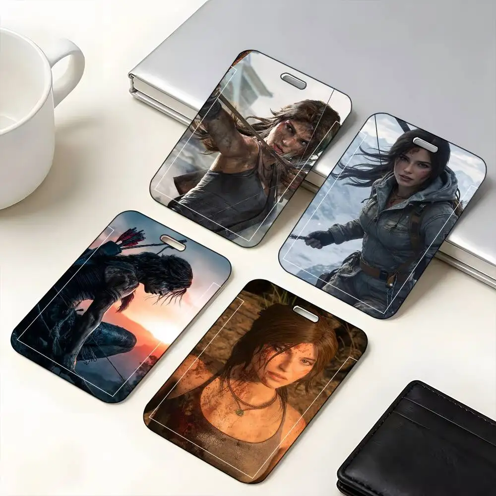 1 unidade Capa Protetora para Cartão de Identificação, Cartão Escolar, Cartão de Acesso, Cartão de Transporte e Cartão de Refeição, com Sistema de Inserção Fácil, Tema Jogo Tomb Raider