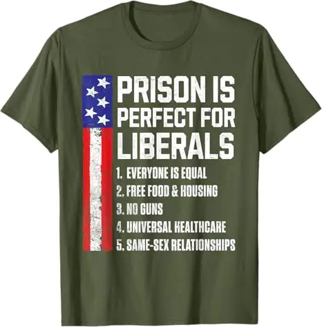 T-Shirt „Prison Is Perfect for Liberals“ Y2k US Amerikanische Flagge Witz Sarkastischer Spruch Neuheit Geschenk Herrenmode Streetwear Oberteile – Detail 10