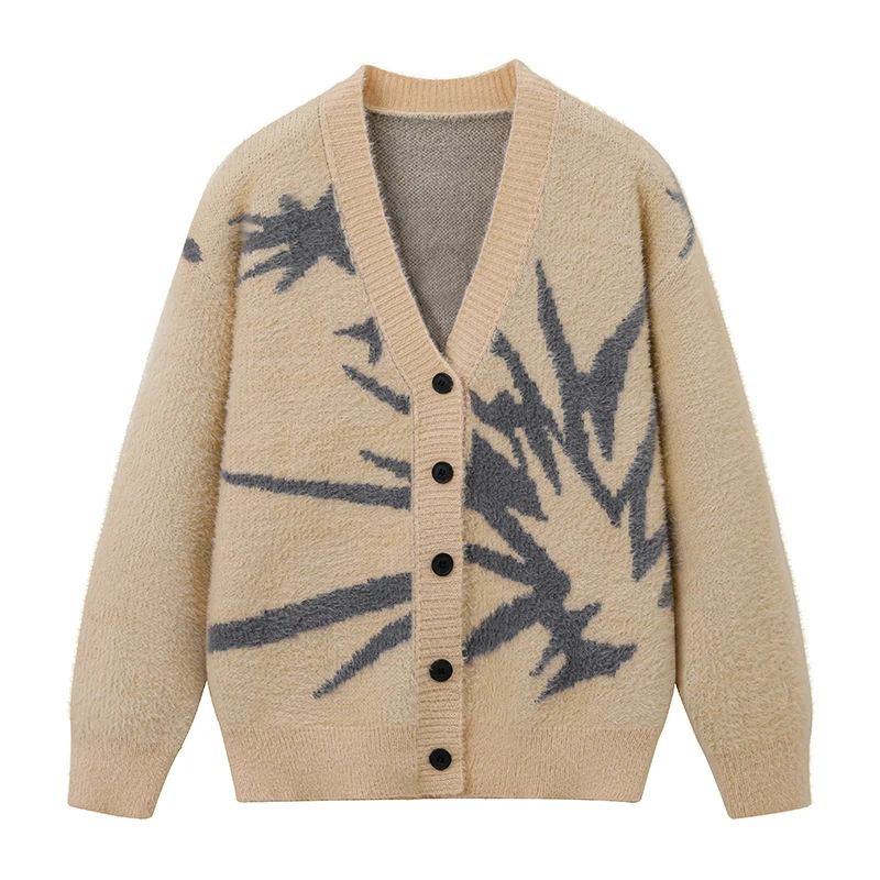 

Youth Fashion Trend Handsome V-neck Knitted Cardigan Comfortable Versatile Breathable Sports and Leisure Home Jacket