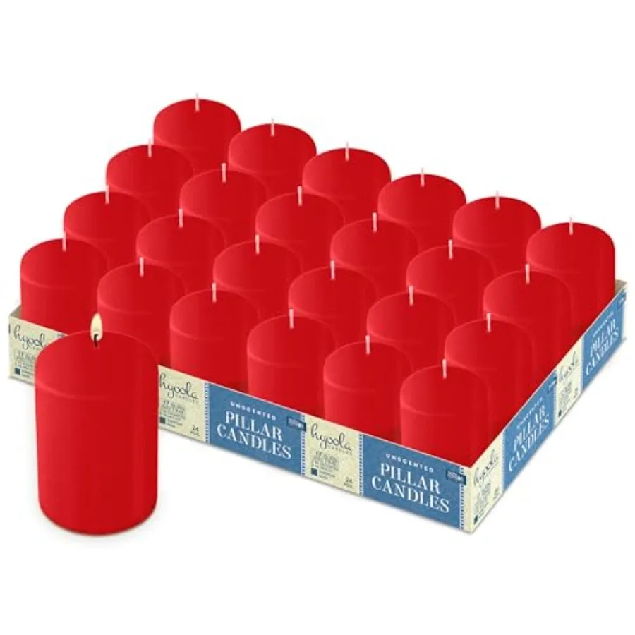 Red Pillar Candles Inch - Unscented Bulk Pillar Candles - European Made