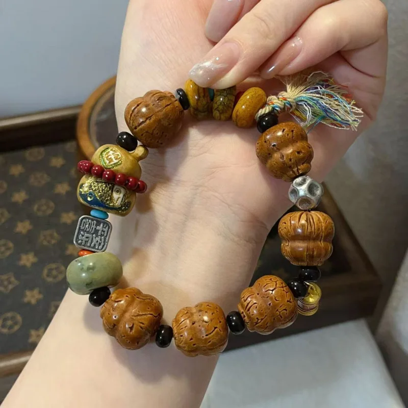

Deer Antler Rooted Multi-Treasure Gourd Handheld Buddhist Beads Ornament Accessory Niche Women'S Bracelet