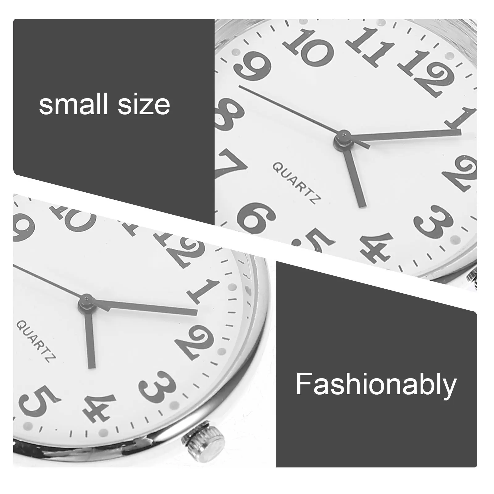 2PCS Simple Hanging Pocket Watch Modern Watch Pendant Key Chain Quartz Pocket Watch for Elderly Nurse (Silver, Golden)