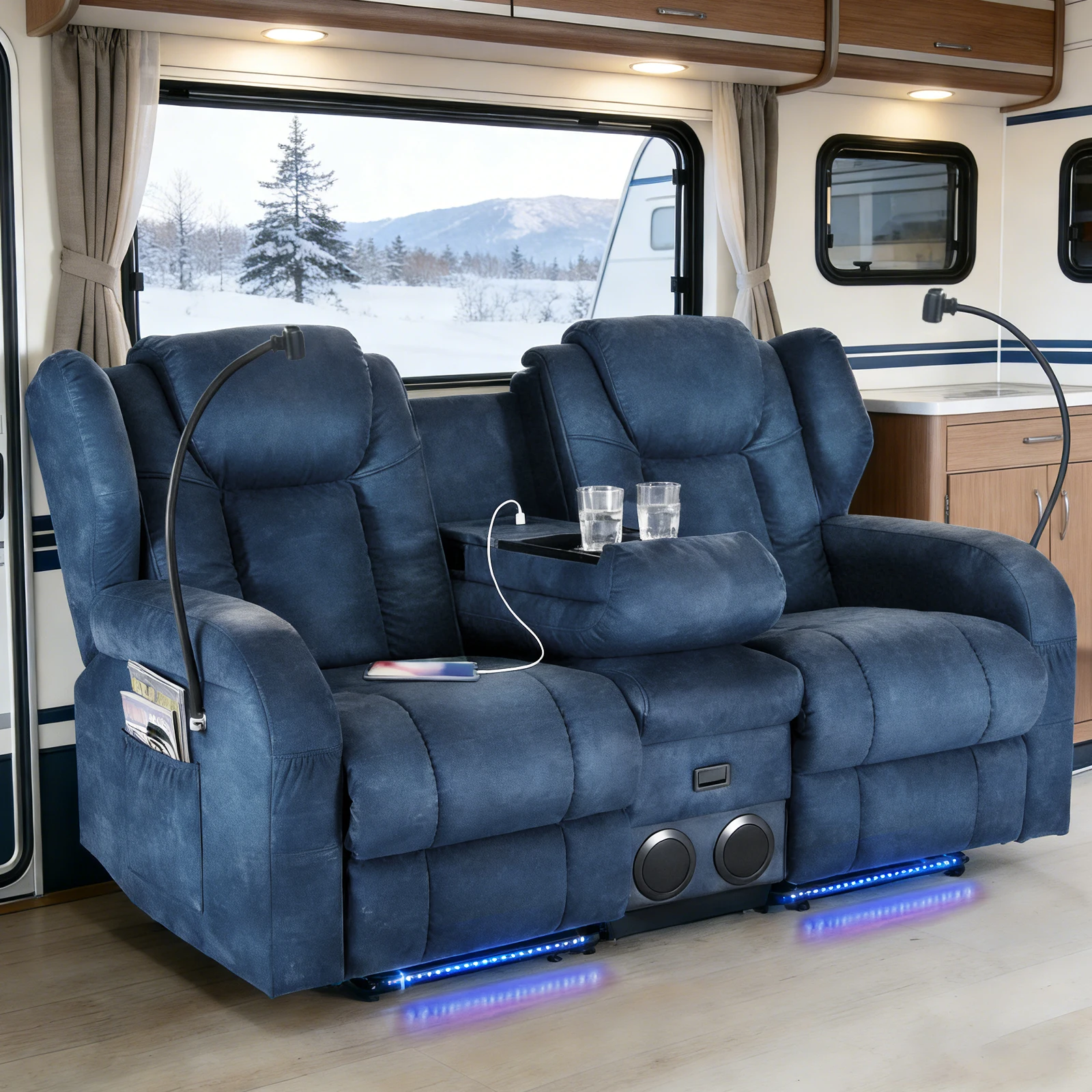 Loveseat Electric Recliner Sofa, 2-Seat Sofa,Massage & Heat,Dual Motor,350LBS Capacity,for livingroom,home theater