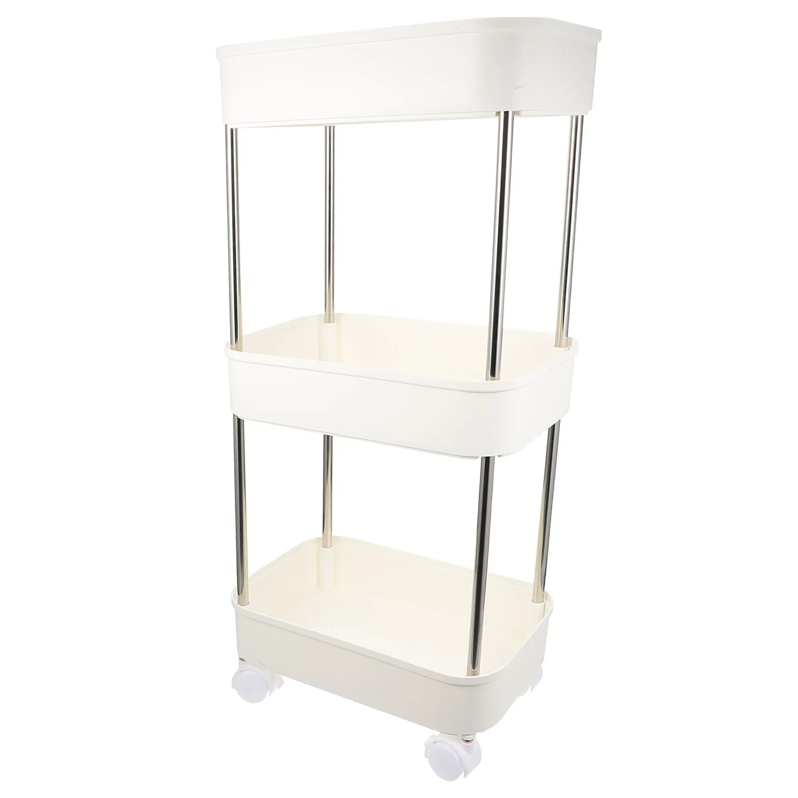 

Multi-Functional 3-Tier Movable Storage Cart Kitchen Bathroom Bedroom Living Room Utility Trolley Rolling Organizer Large
