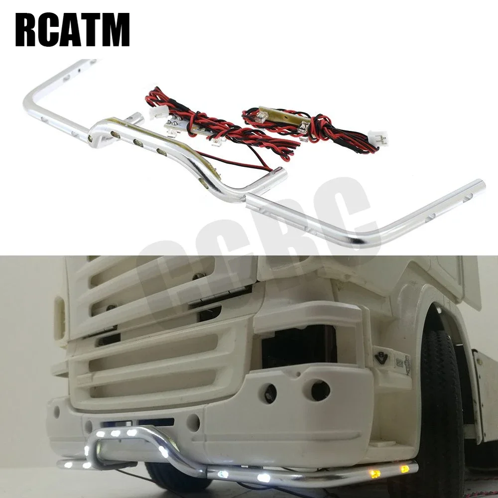 

CNC Metal Front Bumper with Light for 1/14 Tamiya RC Truck Scania R620 56323 R730