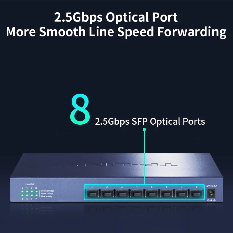TP-Link 8 Port 2.5G SFP Port Ethernet Switch 2.5GBASE-T Network Switcher 2500Mbps Network التوصيل البصري والتشغيل TL-SH1008F #3
