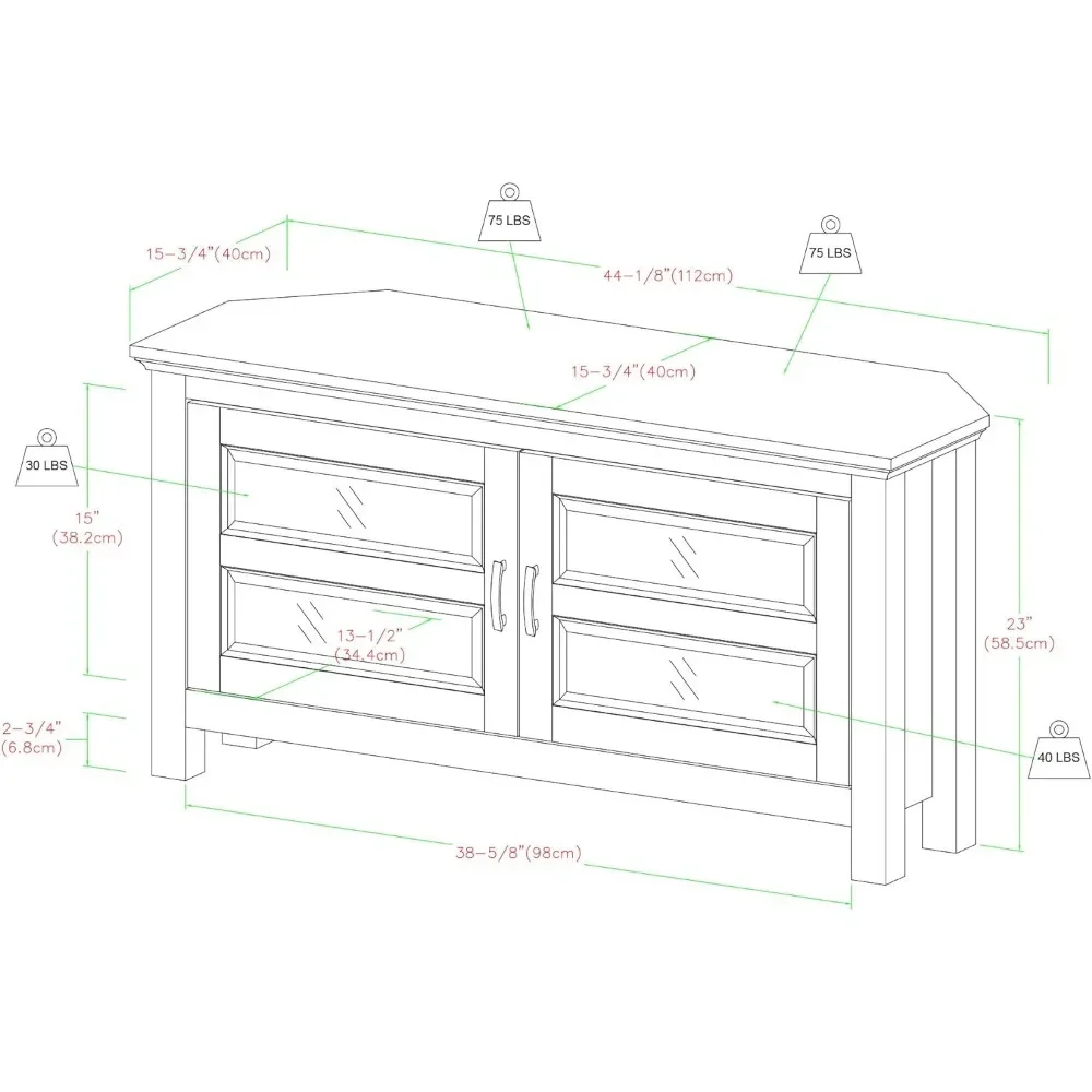 Black TV Stand para sala de estar, TV Cabinet, Free Home Furniture, Frete, 44 polegadas