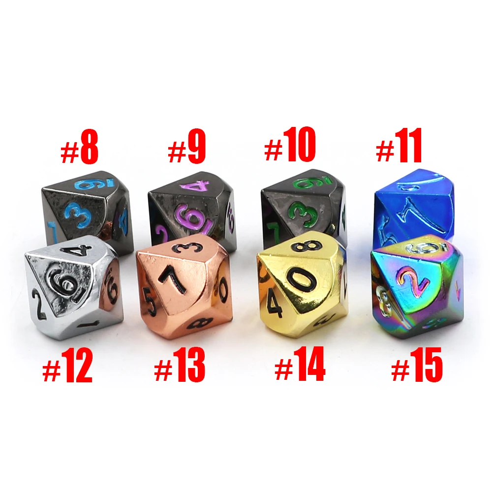 1pcs D10 (0-9) Polyhedron RPG Dice 10-sides Accessories Metal Dice Cubes Colorful Digital Game Dice