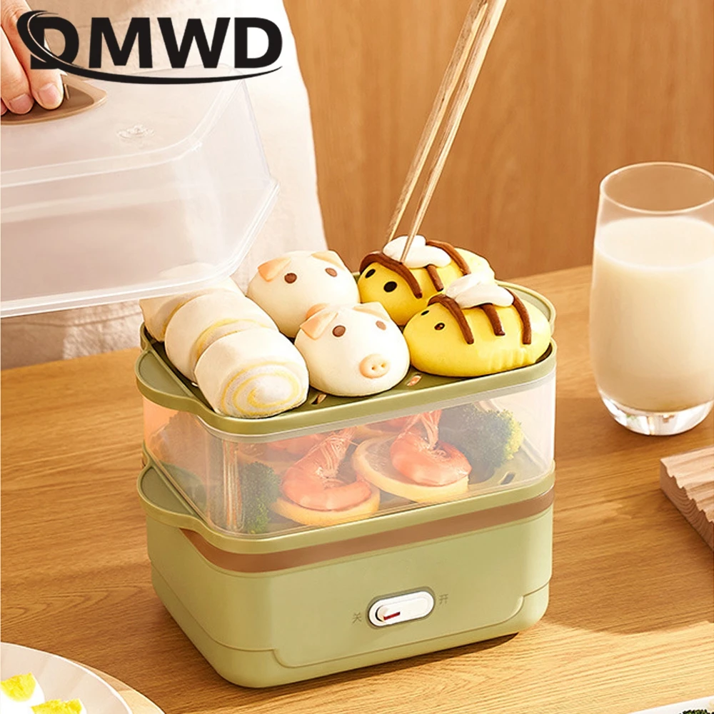 DMWD 2 Layer Electric Egg Cooker Boiler Food Steamer Custard Egg Omelette Maker Breakfast Machine Nursing Bottle Disinfection