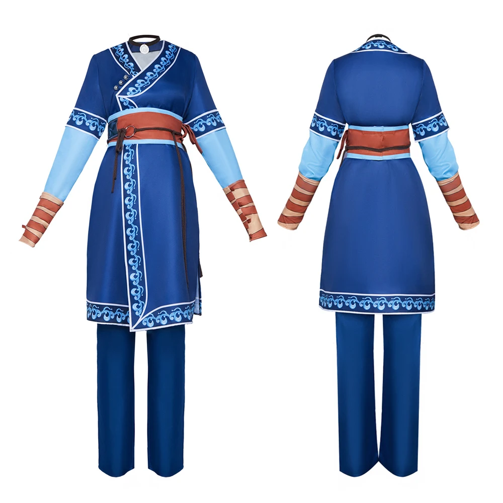 

Anime Katara Cosplay Costume Legend Disguise Tops Pant Full Set for Women Outfit Halloween Carnival Party Clothes Role Play