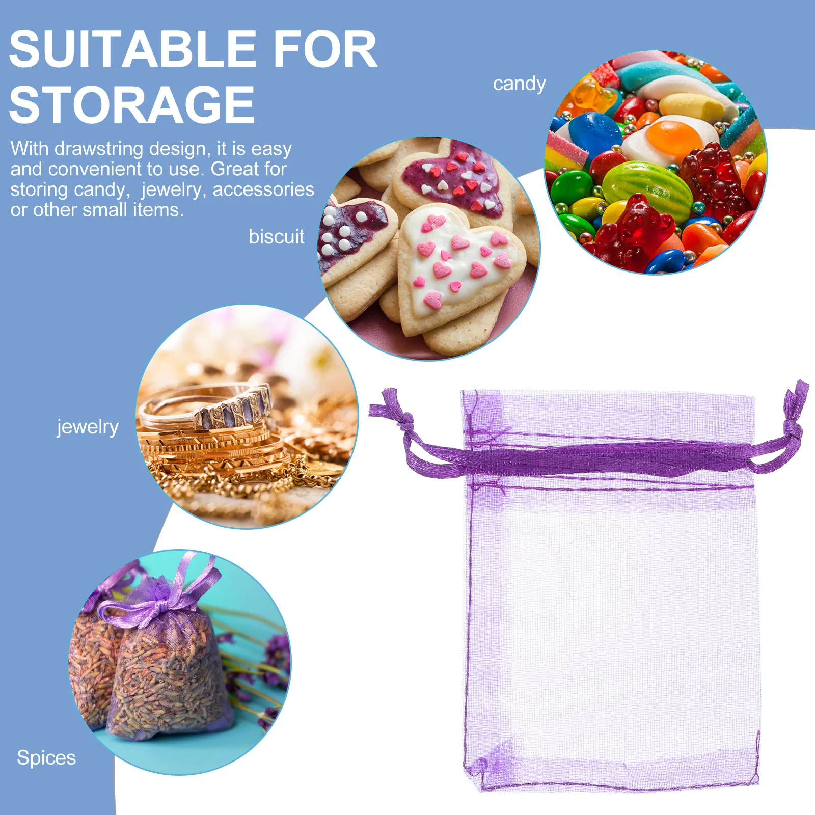 

100pcs Drawstring Organza Gift Bags Small Portable Goody Bags for Wedding Party Favors Candy Storage Durable Present Pouches