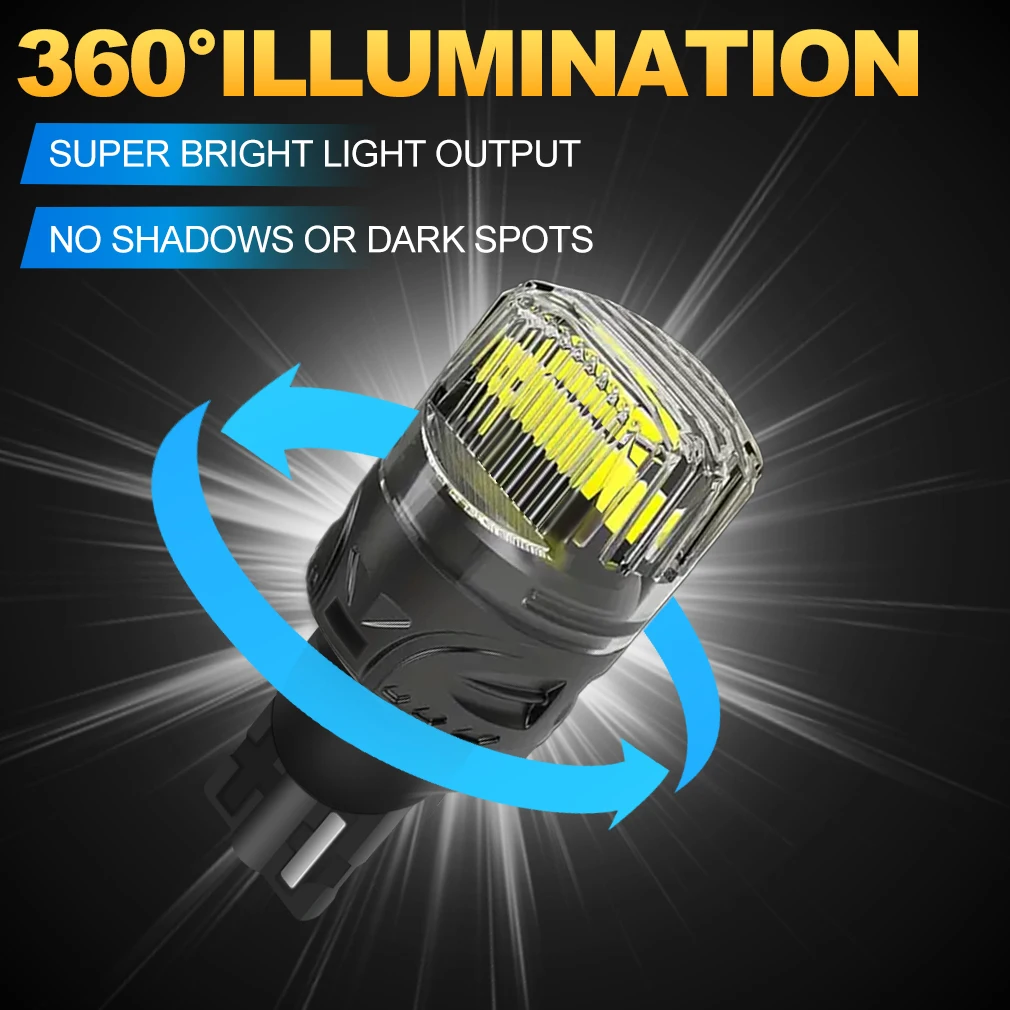 2PCS W16W T15 LED Bulbs 4300LM 2835SMD Super Bright Canbus Car Light High Power Tail Signal Lamp Backup Reserve Lights 11-18V