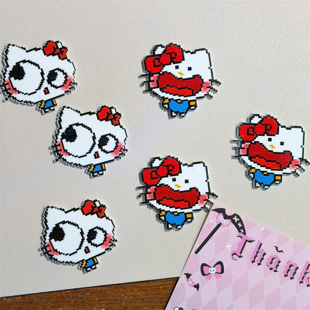 10/100pcs Retro Pixel Resin Charms, Funny Mosaic Cat Cabochons for DIY Phone Case Hair Clip