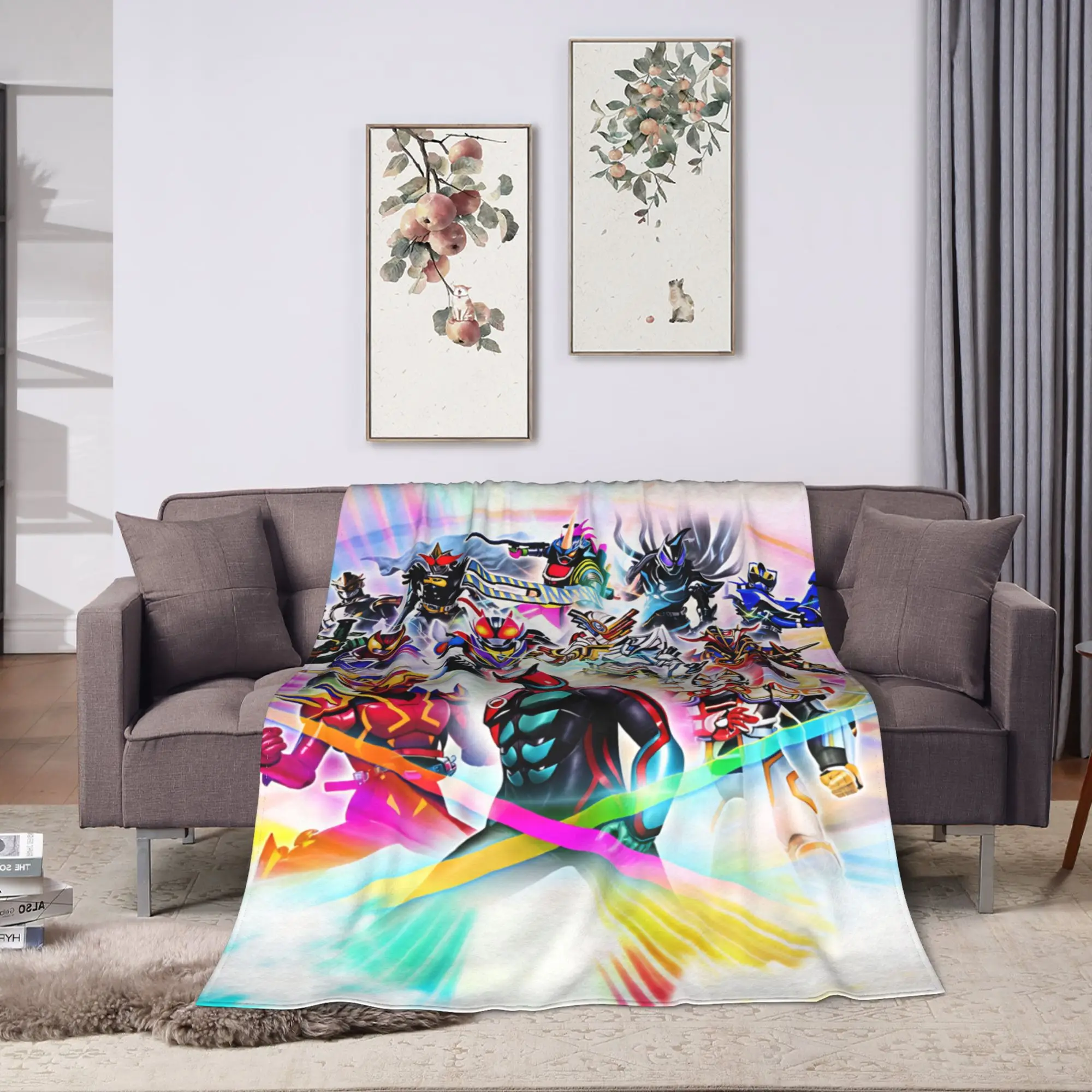 Kamen Rider  Blankets  Super Soft Pattern Plush Throw Blanket For Couch Chair Sofa Bed Travel Office Flannel Bedspread Bed Cover