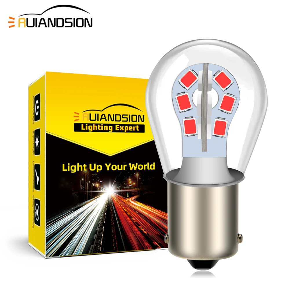 BA15S 1156 P21W LED Bulb 12V 24V 48V Universal Super Bright 1200LM No-Polar Turn Signal Brake Light for Car Truck Motorcycle