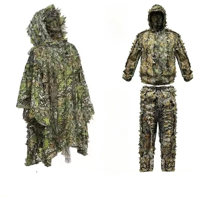 Disfraz de Cosplay de Anime y Videojuegos, Traje Ghillie para Hombres, Mujeres y Niños, Camuflaje Biónico con Hojas 3D, Traje de Caza CS, Conjunto de Ropa Táctica de Combate