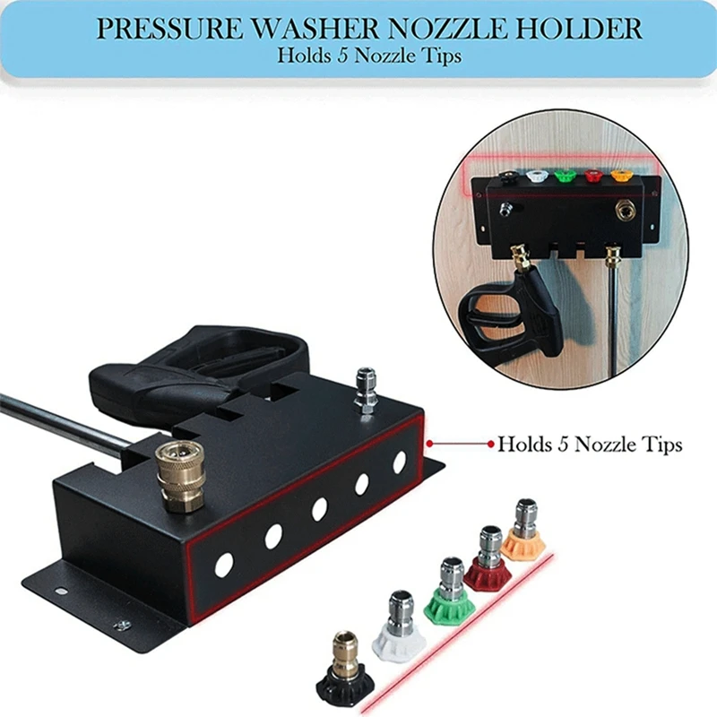 Pressure Washer Holder Power Washer Snow Foam Cannon Wall Mounted 1/4 Inch Quick Connect Organizer Car Wash Accessories-A46I