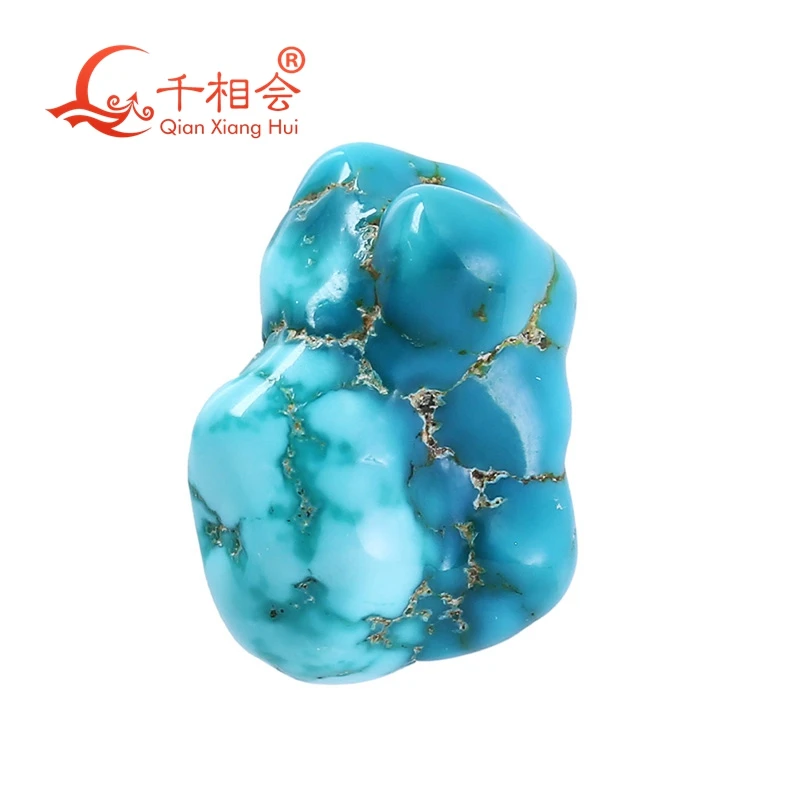 Natural Turquoise 36.05ct blue color Golden Edge Carving  Decoration Gifts Loose Gemstone GTC certificated