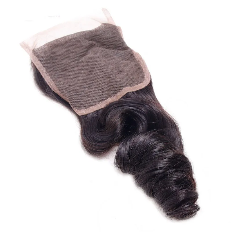 10-22 Zoll 4x4 Lace Closure, lose gewelltes Echthaar in natürlicher Farbe, federnde, wellige Textur, Lace Top Closure für Party, Dating und Haarstyling. – Detail 2