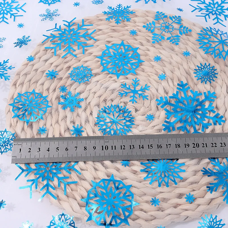 Organza bronceado azul gran copo de nieve tela navideña ropa para niños juguetes ropa de rendimiento tela
