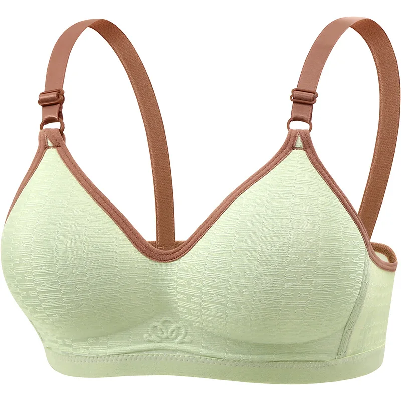 لا يوجد سلك حلقة متباينة الصدور الصغيرة متجمعة ملابس داخلية جيدة التهوية للنساء حلوة على شكل حرف U جمال الظهر دعم حمالة صدر مريحة