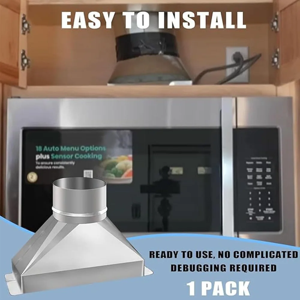 Easy Installation Microwave Vent Kit Galvanized Steel Rustproof Duct Transition Silver Duct Connector