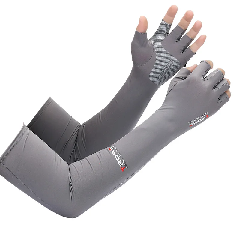 Unisex Anti Slip Design Arm Sleeves Cover Summer Cooling Sunscreen Sports UV Sun Protection Men Cycling Fishing Arm Sleeves