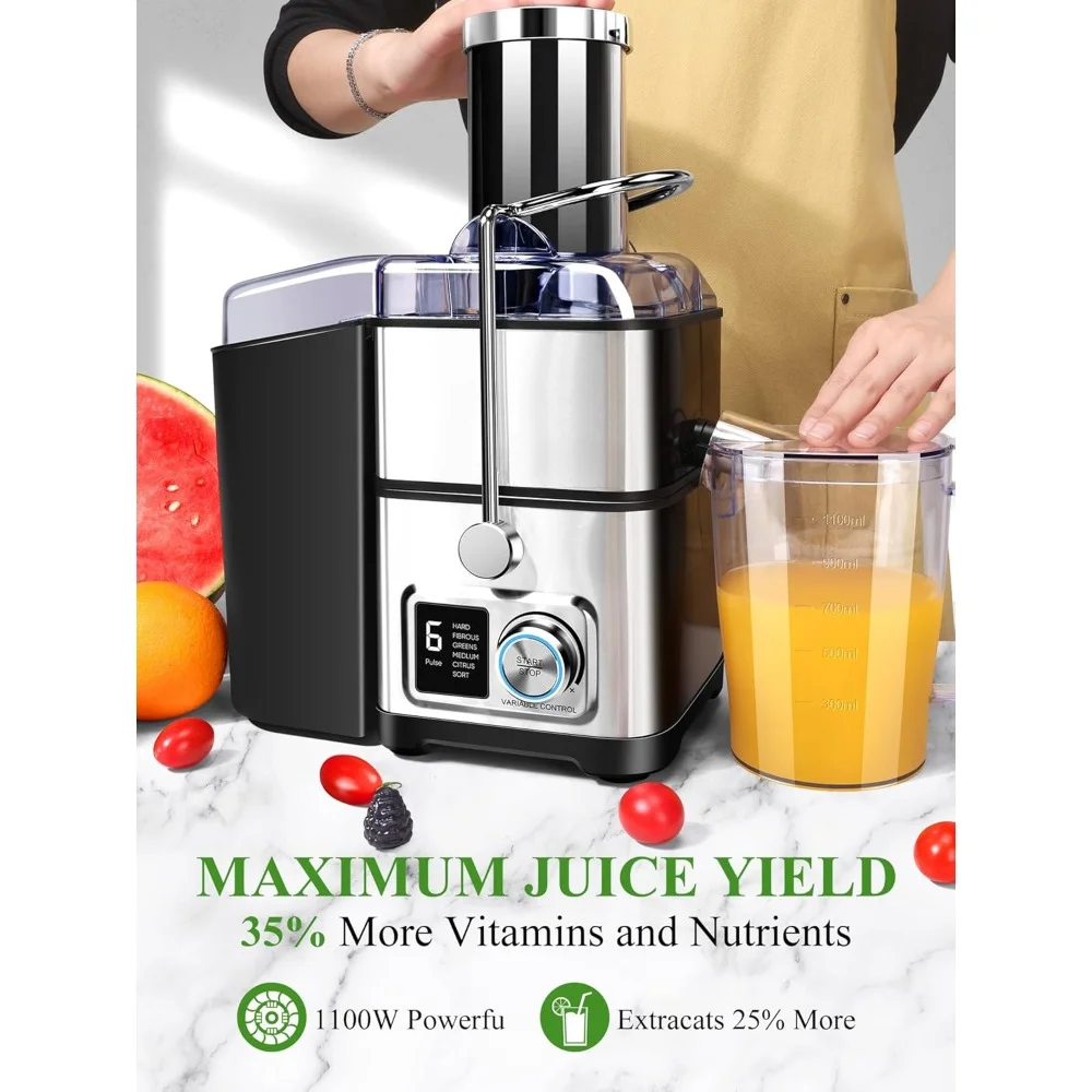 1100W 6-SPEED Juicer Machines Vegetable and Fruit, Juice Extractor with 3.5