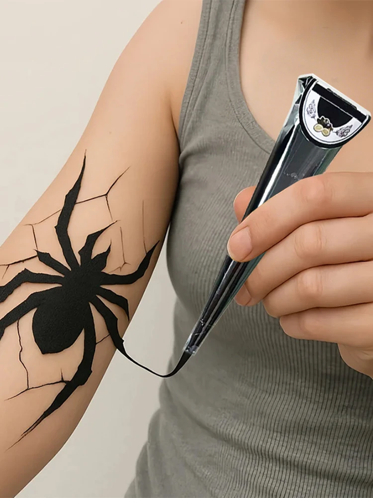 Pâte de henné semi-permanente pour tatouages temporaires, pigment de pochoir d'art corporel imperméable, crème de tatouage au henné, facile à colorer