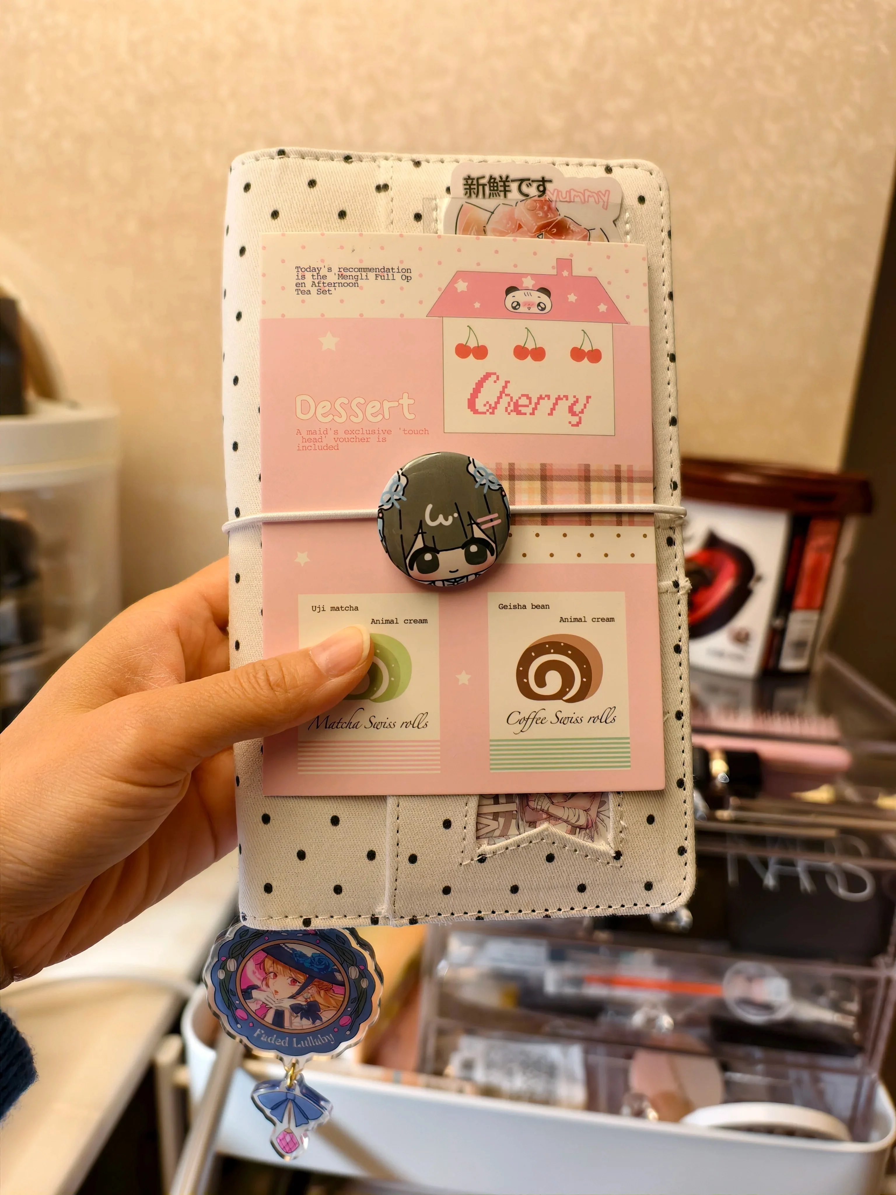 A6White Retro Polka Dot DIY Binder Photocards Collect Book Diary Agenda Planner Cover Album Stationery