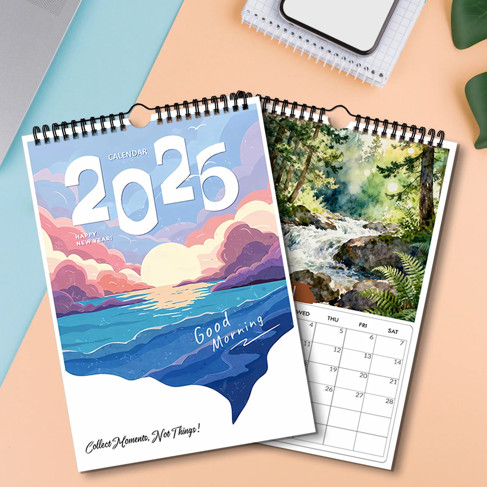 1 قطعة 2026 تقويم جداري فني للمناظر الطبيعية، مشهد لقاذف التنفس-عشاق الطبيعة ومحبي الفن، مثالي لديكور المنزل #2