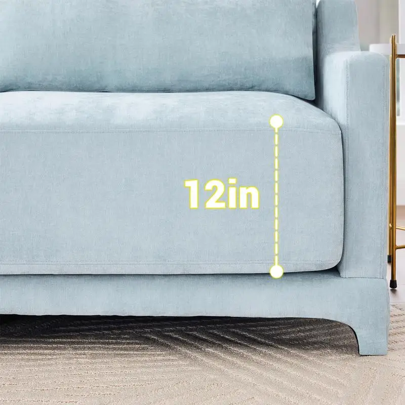 أريكة من قماش الشنيل باللون الأزرق السماوي مع 3 مقاعد مع 3 عثمانيين متحرك، تصميم مريح، رغوة عالية المرونة، وسادة قطنية، سهلة #6