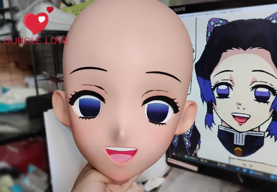 

(GLb0311)Customize Character Female Girl Resin Half Head Crossdress Cosplay Japanese Anime Role Kigurumi Mask With Eyes And Wig
