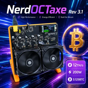 NerdOCTAXE Rev3.1 12TH/s 200W Algorytm SHA256 Koparka BTC Solo dla Rodziny i Osób Jednotnych, Maszyna do Lotto Wirtualnych Monet Blockchainowych