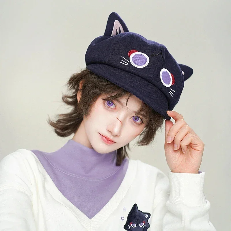 Game Impact Hero Cosplay Hat Anime Wanderer Kawaii Cat Ear Caps Spring Fall Winter Wearing Octagonal Hats Halloween Party Pros