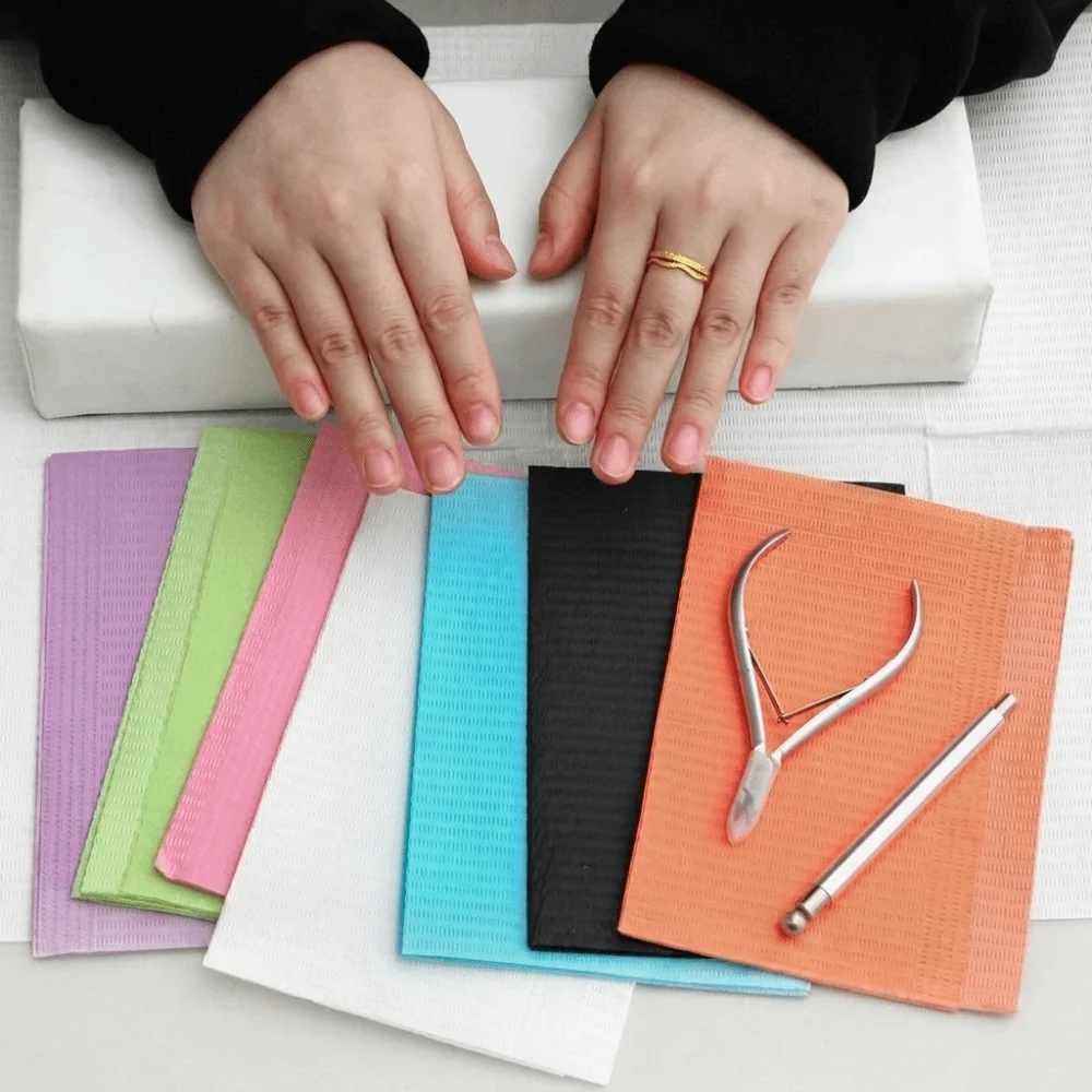 50/125 Sheets Disposable Nail Art Table Mat Foldable Absorbent Hygiene Underpad Blue white orange green Pink Black Waterproof