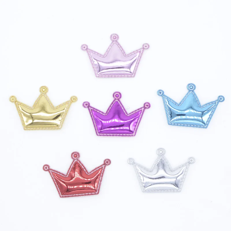 100Pcs/lots Mini Padded Princess Crown Appliques for DIY Handmade Children's Hair Clip Accessories Shiny Patches